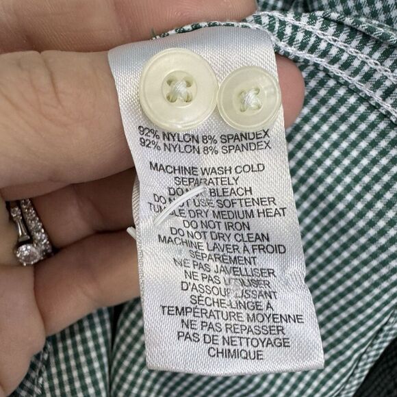UNTUCKit Long Sleeve Button Down Nylon Shirt XL Checkered Green White Preppy - Picture 7 of 8
